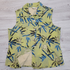 Chico's Sleeveless Button Down Top Tropical‎ Print Vest Size 2 Medium